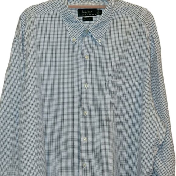 Lauren Ralph Lauren White Blue Classic Long Sleeve Button Collar Down 18 34/35 - Picture 2 of 7